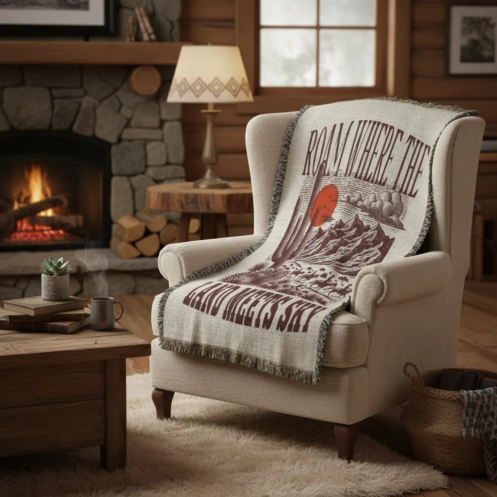 Roam Where The Land Meets Sky Western Desert Woven Throw