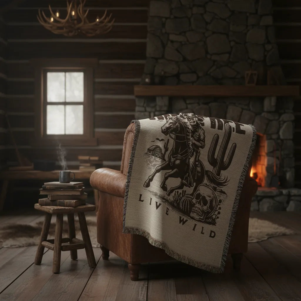 Ride Free, Live Wild Western Outlaw Woven Heirloom Throw