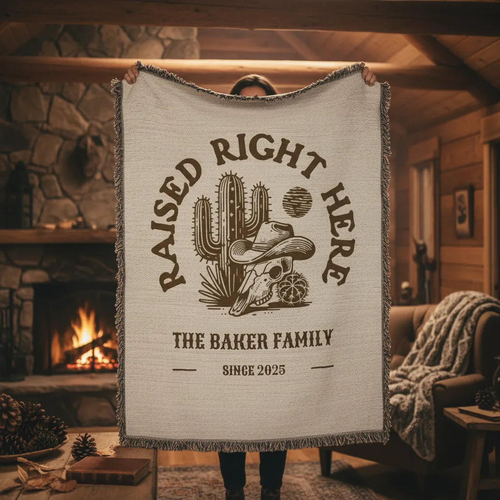 Raised Right Here Personalized Heirloom Woven Blanket