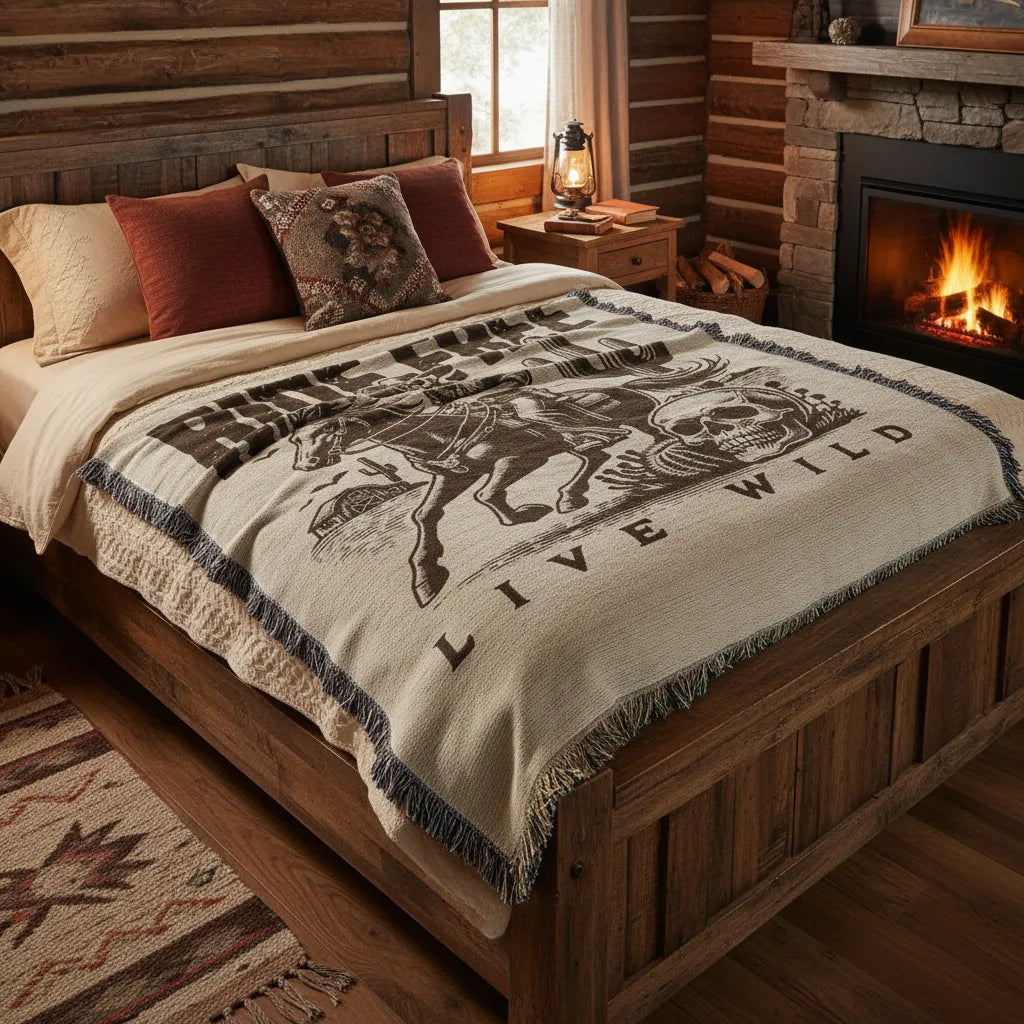 Ride Free, Live Wild Western Outlaw Woven Heirloom Throw