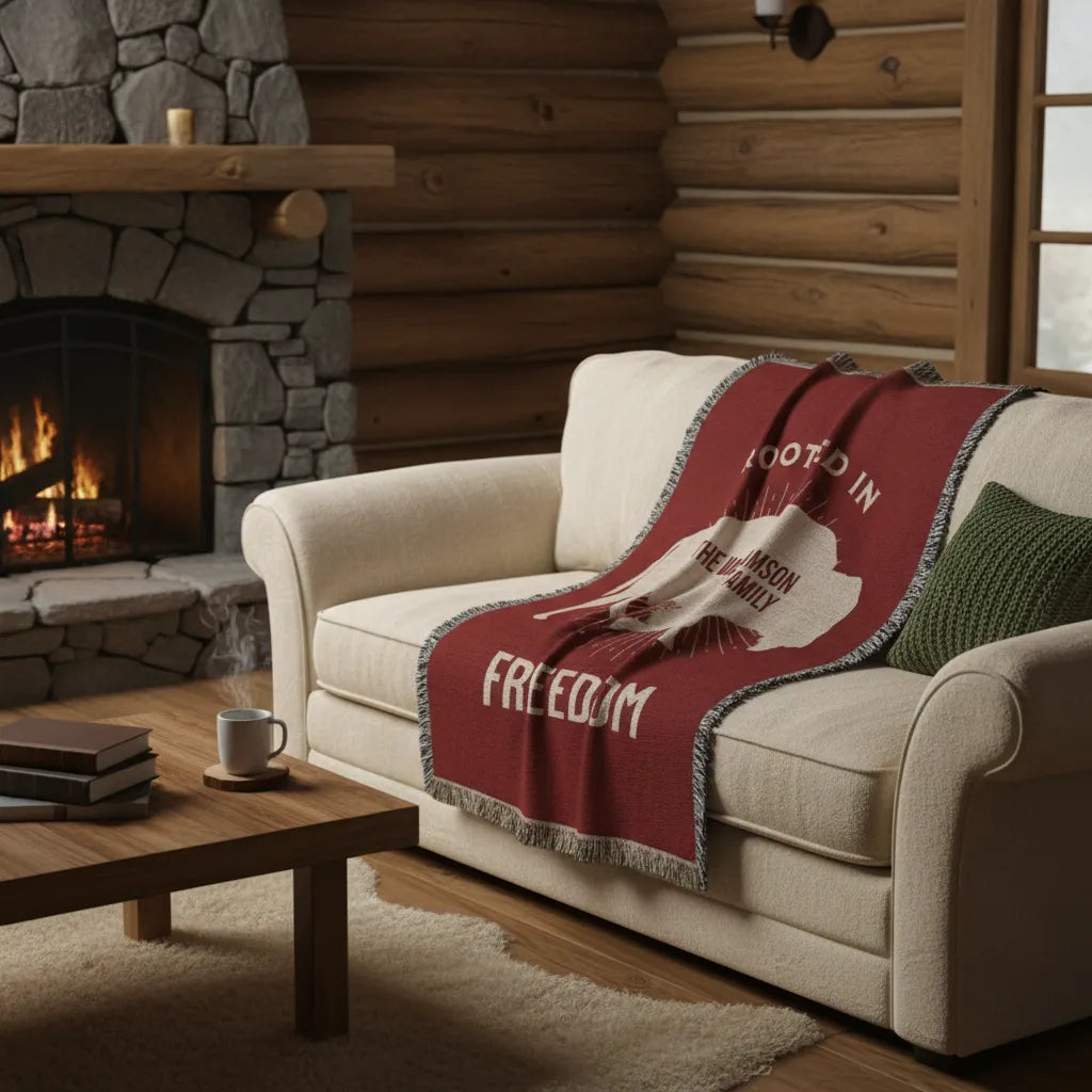 Rooted In Freedom Personalized Buffalo Family Woven Throw