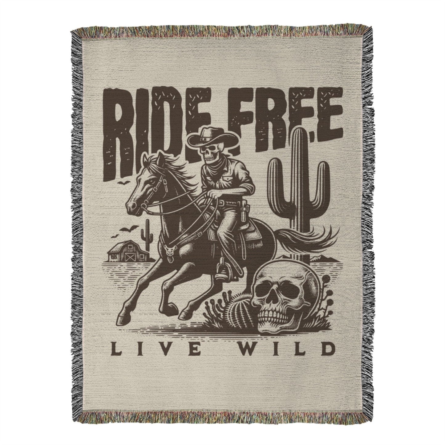 Ride Free, Live Wild Western Outlaw Woven Heirloom Throw