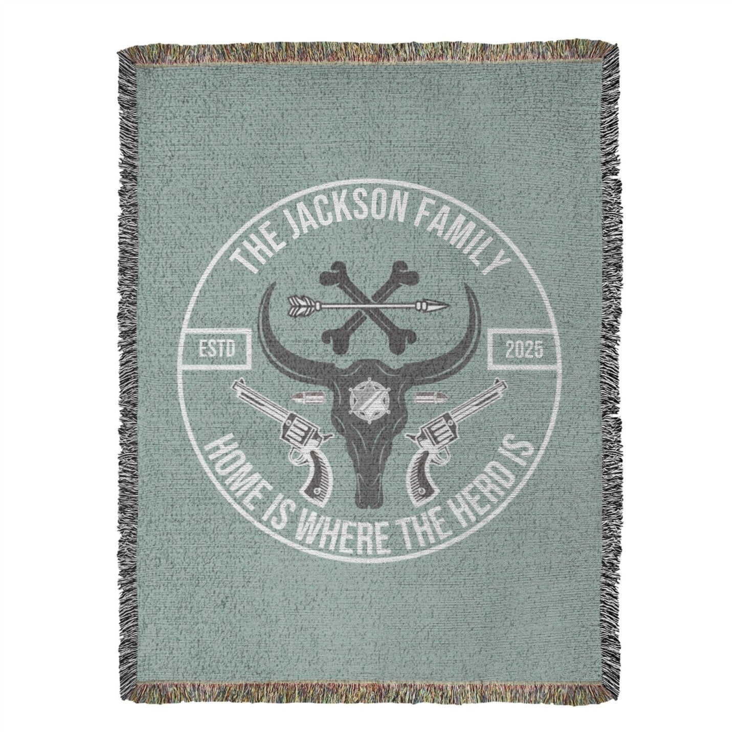 Home Is Where The Herd Is Personalized Western Family Woven Blanket